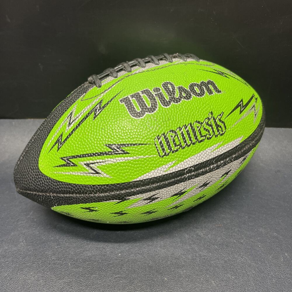 Vtg Wilson NEMESIS Green Black Silver Lightning Football, WTF1574 HHS.